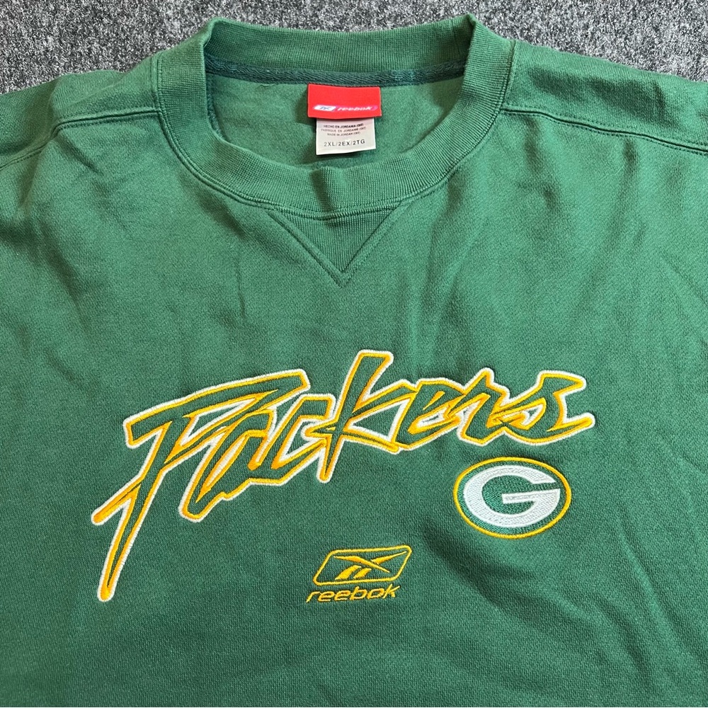 Vintage Green Bay Packers Reebok Script Logo Sweatshirt 2XL